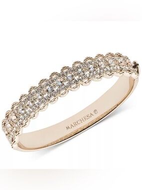NWOT Marchesa Women’s Gold-Tone Crystal Filigree Bangle Bracelet